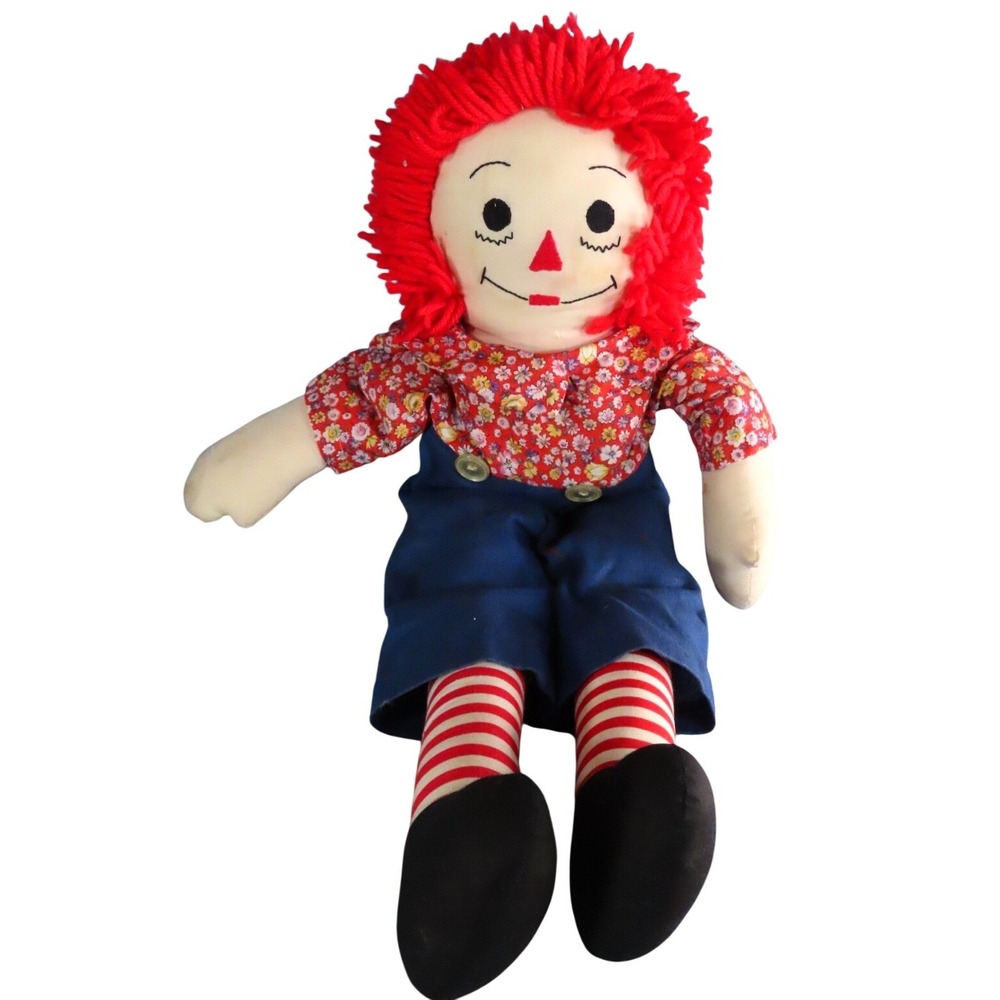 Vintage HOMEMADE? Raggedy Ann ANDY BOY DOLL Adorable Calico Shirt 25" TALL